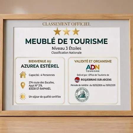 Apartament Azurea Esterel Vue Piscine Chauffee Classe 3 Etoiles